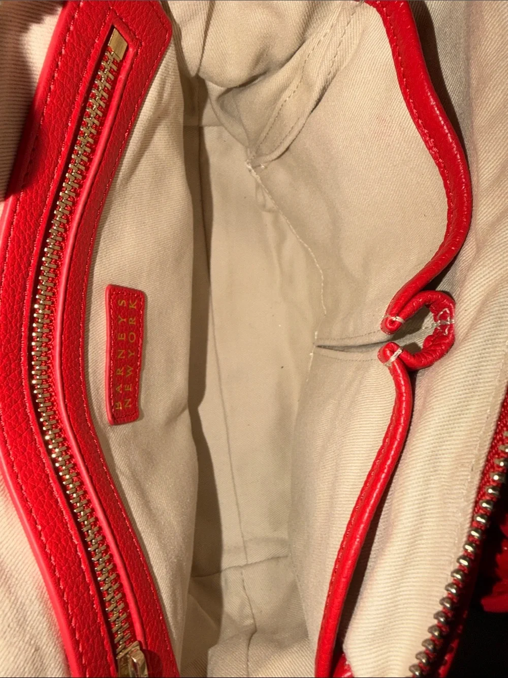 Barneys New York “Monica” Vibrant Red Pebbled Leather Mini Tote/Satchel